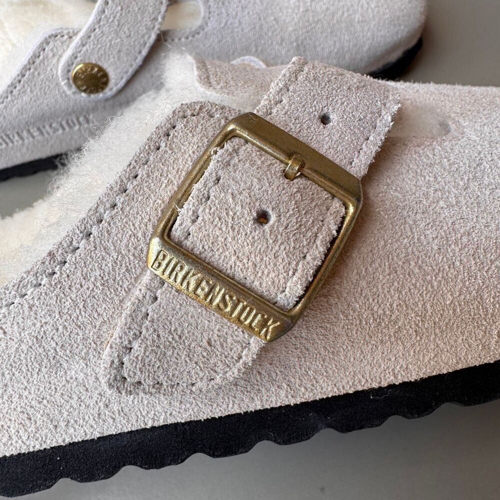 NEW Birkenstock Boston Shearling Clogs Slip On Womens 38EU / 7US Antique White - Picture 11 of 13
